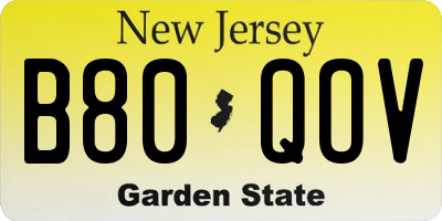 NJ license plate B80QOV
