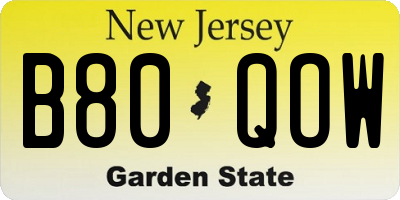 NJ license plate B80QOW