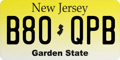 NJ license plate B80QPB
