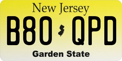 NJ license plate B80QPD