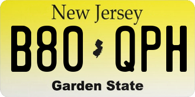 NJ license plate B80QPH