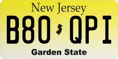 NJ license plate B80QPI
