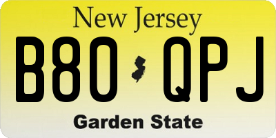 NJ license plate B80QPJ
