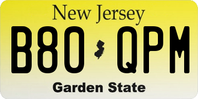 NJ license plate B80QPM