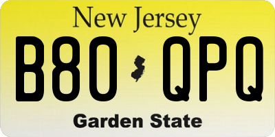 NJ license plate B80QPQ