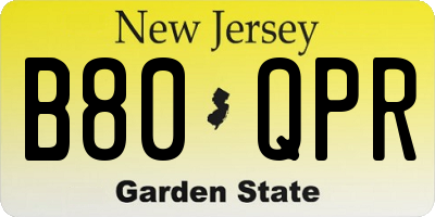 NJ license plate B80QPR