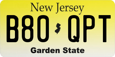 NJ license plate B80QPT