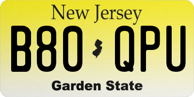 NJ license plate B80QPU