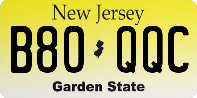 NJ license plate B80QQC