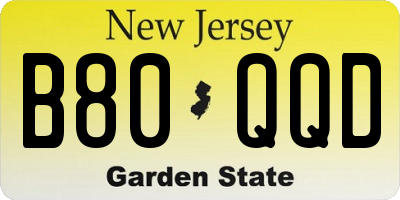 NJ license plate B80QQD
