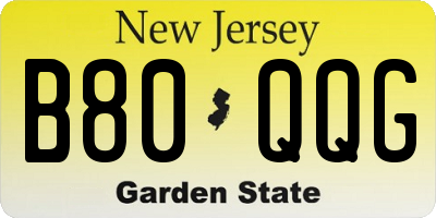 NJ license plate B80QQG