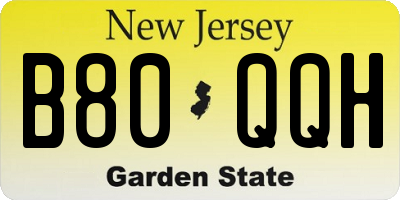 NJ license plate B80QQH