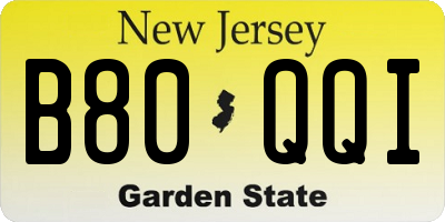 NJ license plate B80QQI