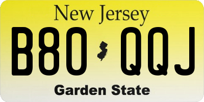 NJ license plate B80QQJ