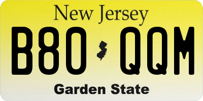 NJ license plate B80QQM