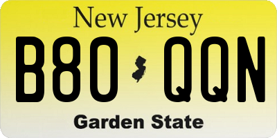 NJ license plate B80QQN