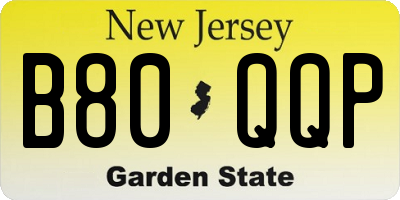 NJ license plate B80QQP