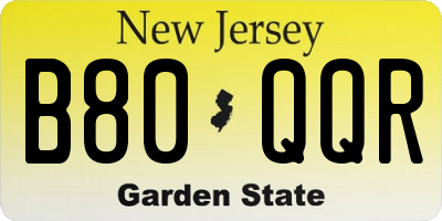 NJ license plate B80QQR