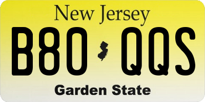 NJ license plate B80QQS