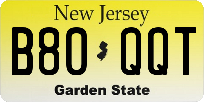 NJ license plate B80QQT