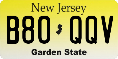 NJ license plate B80QQV