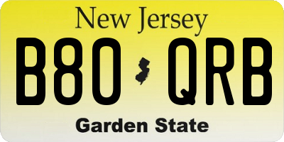 NJ license plate B80QRB