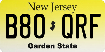 NJ license plate B80QRF