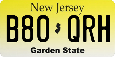 NJ license plate B80QRH