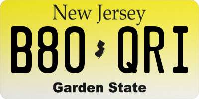 NJ license plate B80QRI