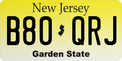 NJ license plate B80QRJ