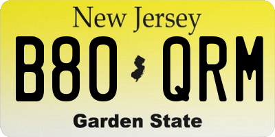 NJ license plate B80QRM
