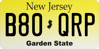 NJ license plate B80QRP