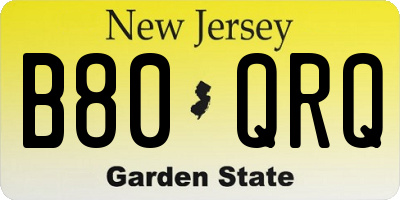 NJ license plate B80QRQ