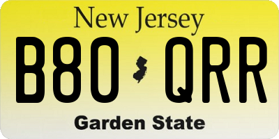NJ license plate B80QRR