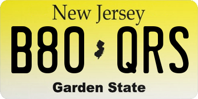 NJ license plate B80QRS