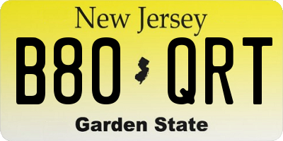 NJ license plate B80QRT