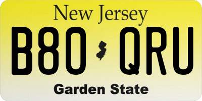 NJ license plate B80QRU