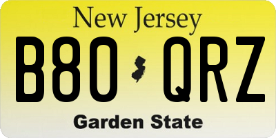 NJ license plate B80QRZ