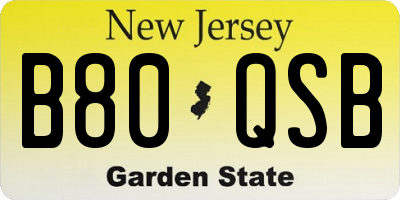 NJ license plate B80QSB