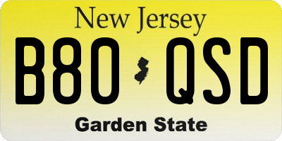 NJ license plate B80QSD