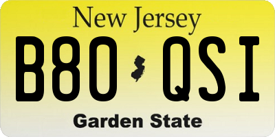 NJ license plate B80QSI
