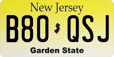NJ license plate B80QSJ