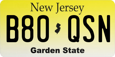 NJ license plate B80QSN