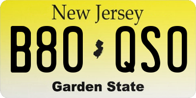 NJ license plate B80QSO