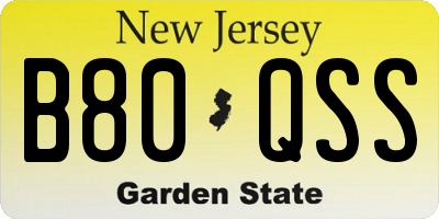 NJ license plate B80QSS