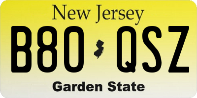 NJ license plate B80QSZ