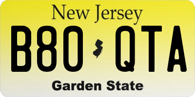 NJ license plate B80QTA