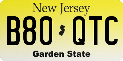 NJ license plate B80QTC