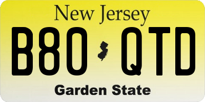 NJ license plate B80QTD