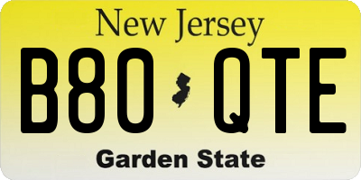 NJ license plate B80QTE